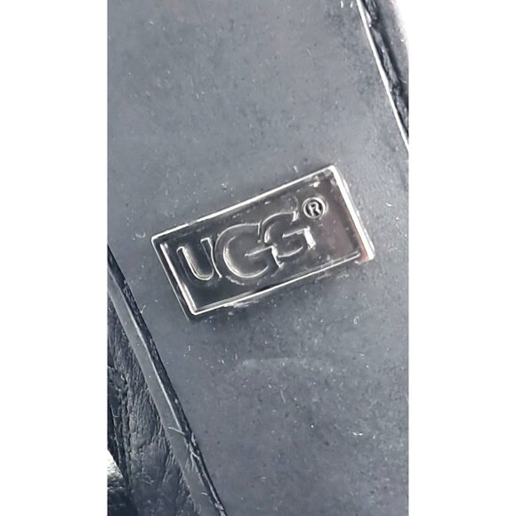 UGG Jardin Platform Boots Womens Size 10 Black Leather Buckle Straps Side Zip Mi - Picture 9 of 13